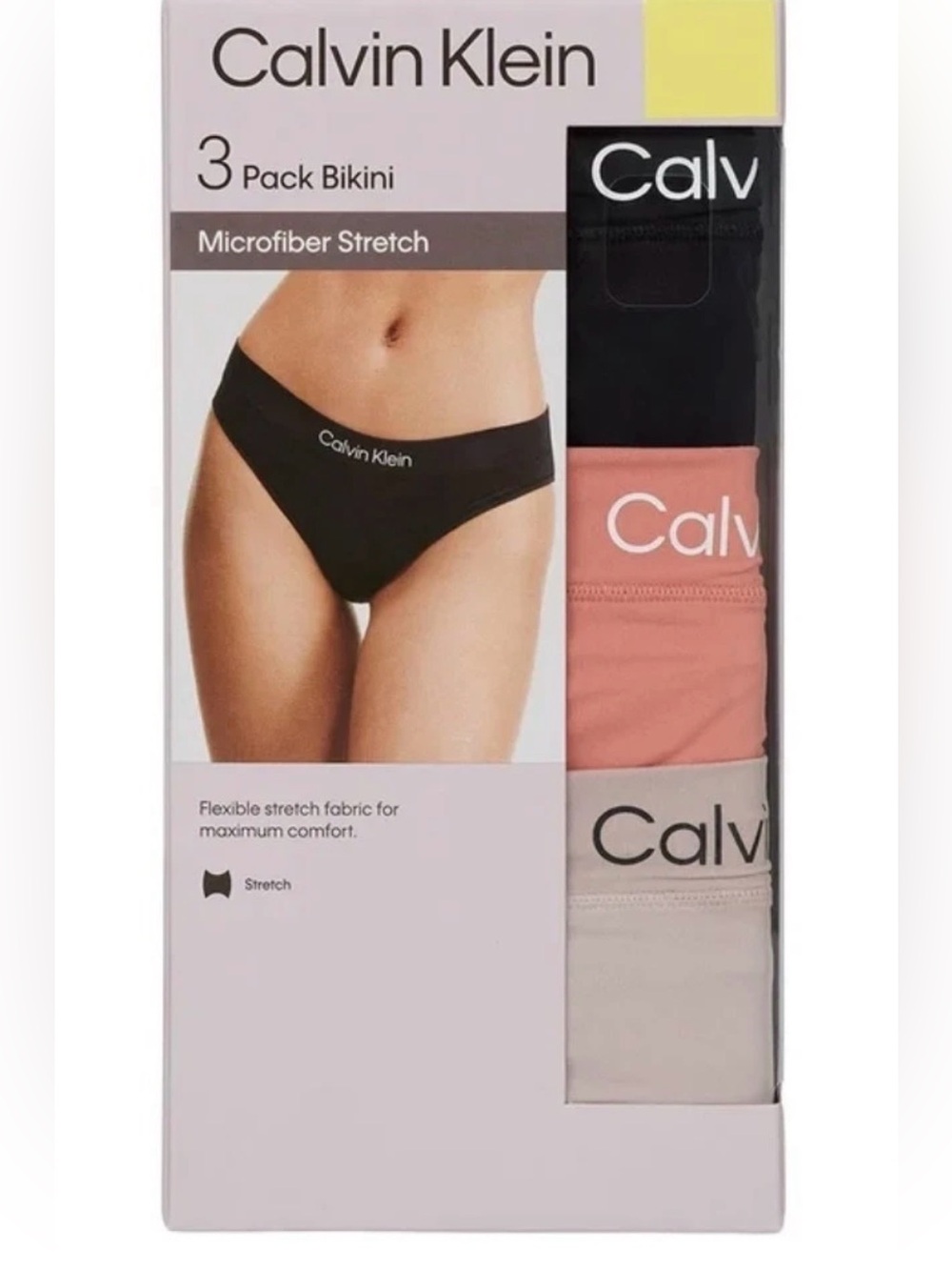 NEW Calvin Klein Women’s Bikini Underwear Microfiber Stretch 3 Pack XL